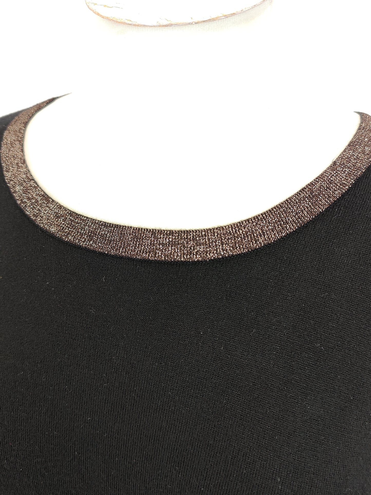 Por Moi Rosie Colourblock Black Knit with Rose Gold Trim