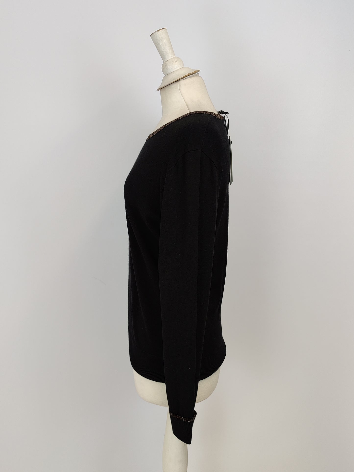 Por Moi Rosie Colourblock Black Knit with Rose Gold Trim