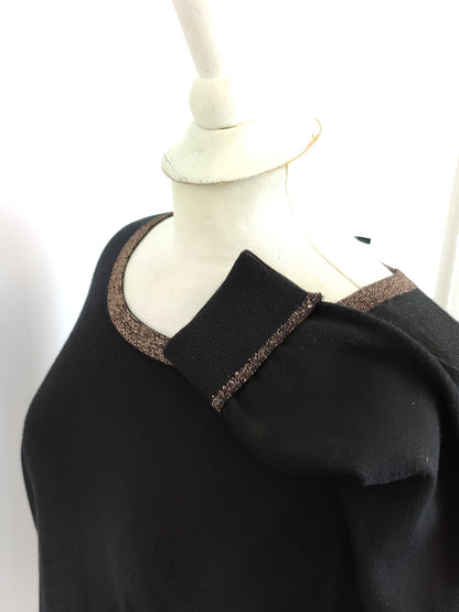 Por Moi Rosie Colourblock Black Knit with Rose Gold Trim