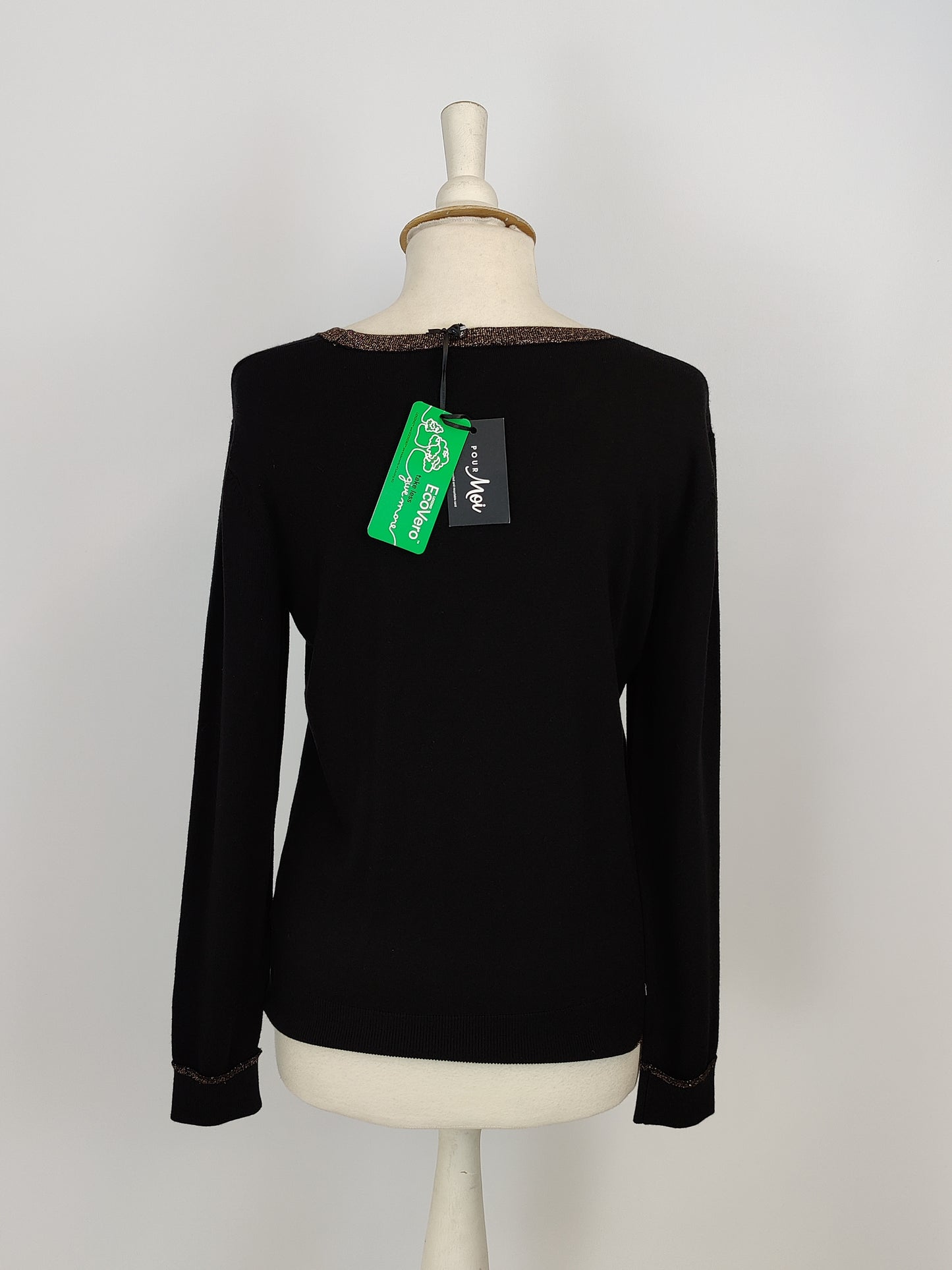 Por Moi Rosie Colourblock Black Knit with Rose Gold Trim