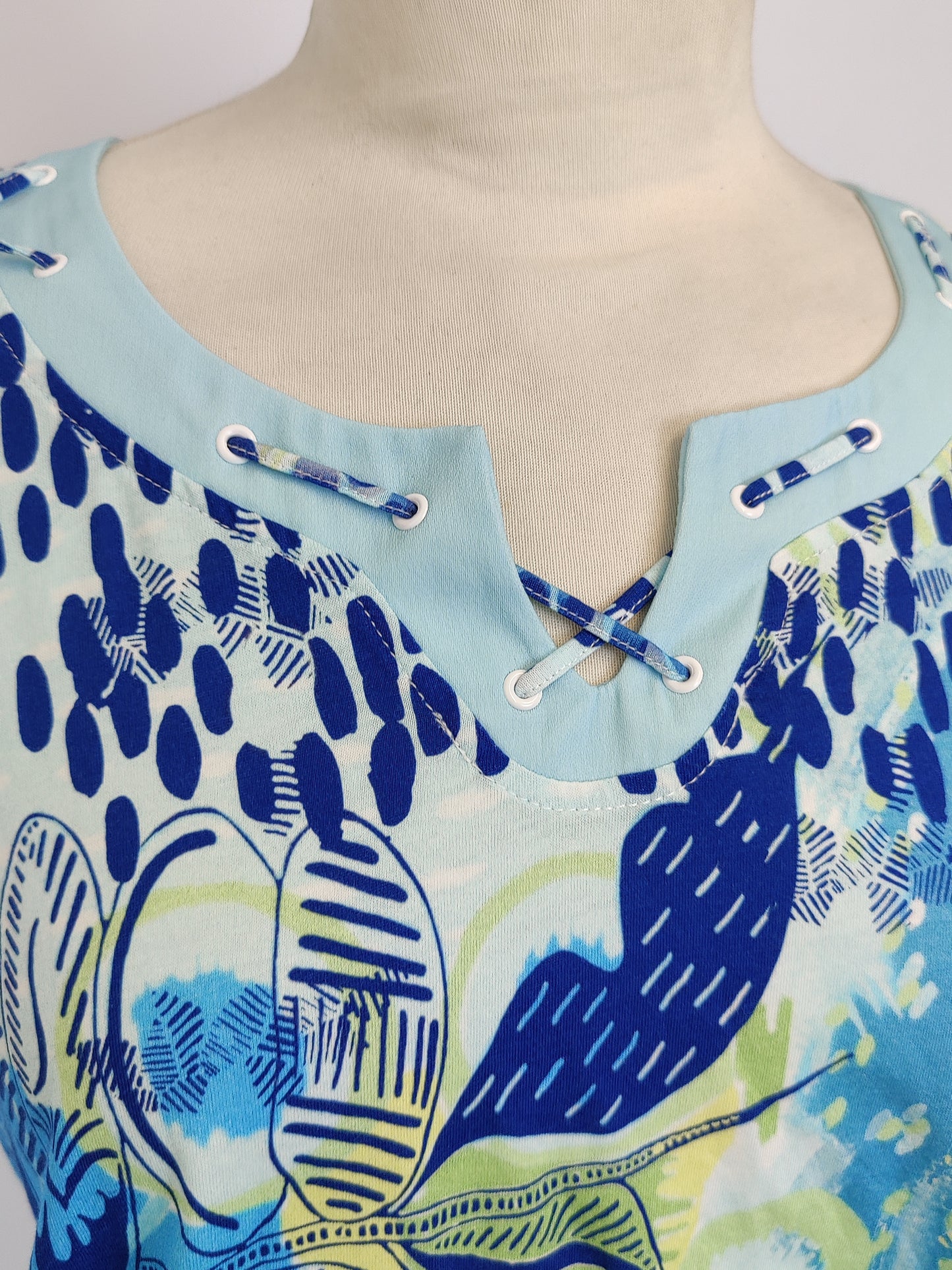 Kalisson Audrey Green and Blue Print Top