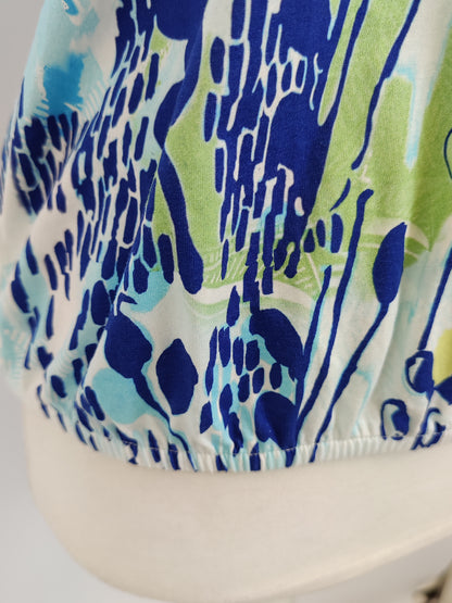 Kalisson Audrey Green and Blue Print Top