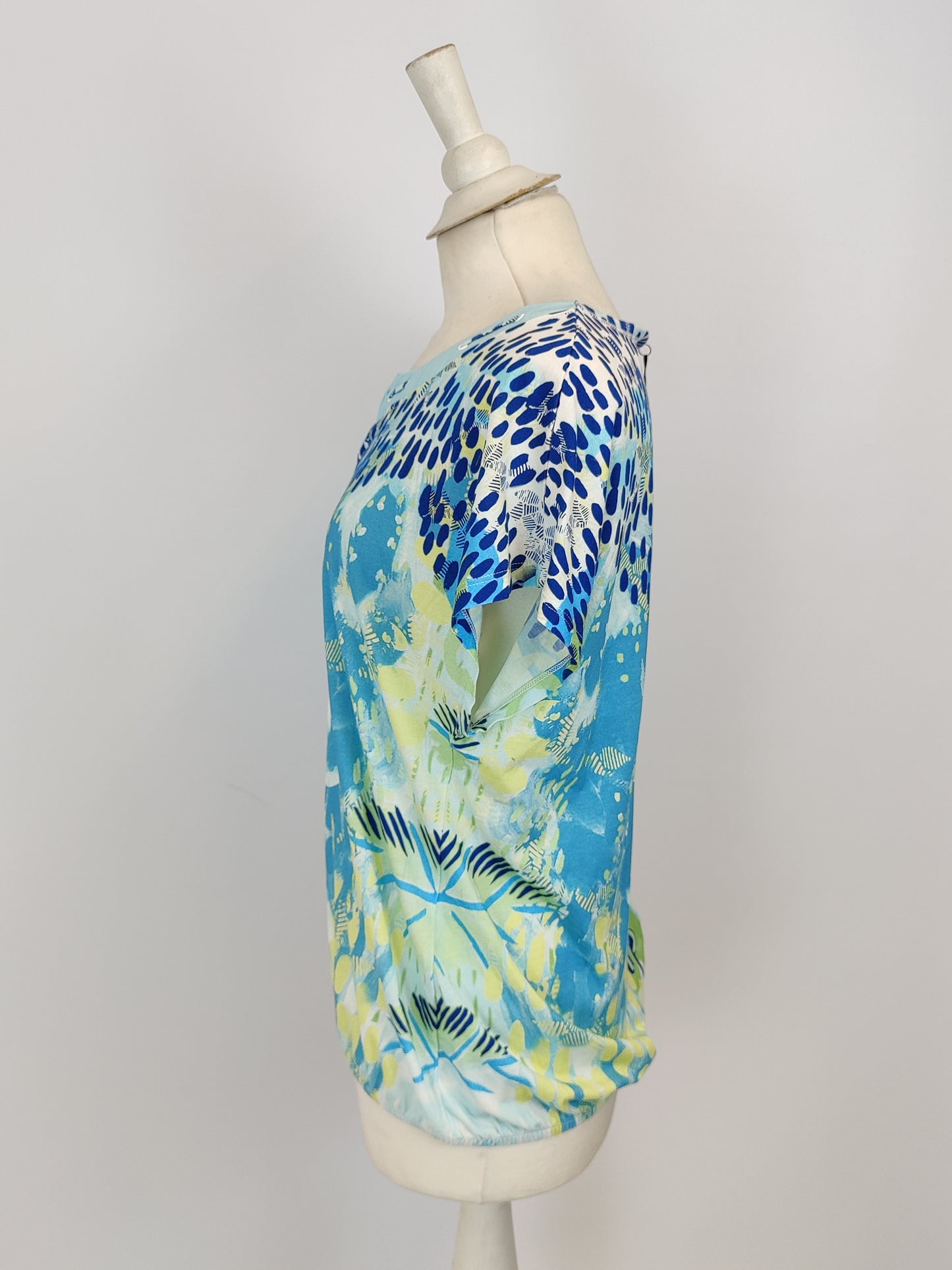 Kalisson Audrey Green and Blue Print Top
