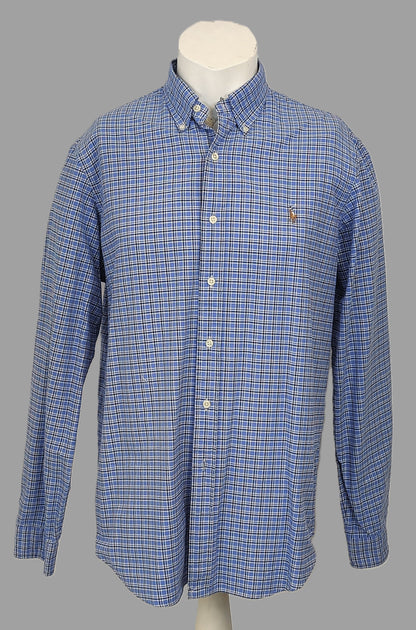 Ralph Lauren Brushed Cotton Check Shirts- Blue and White