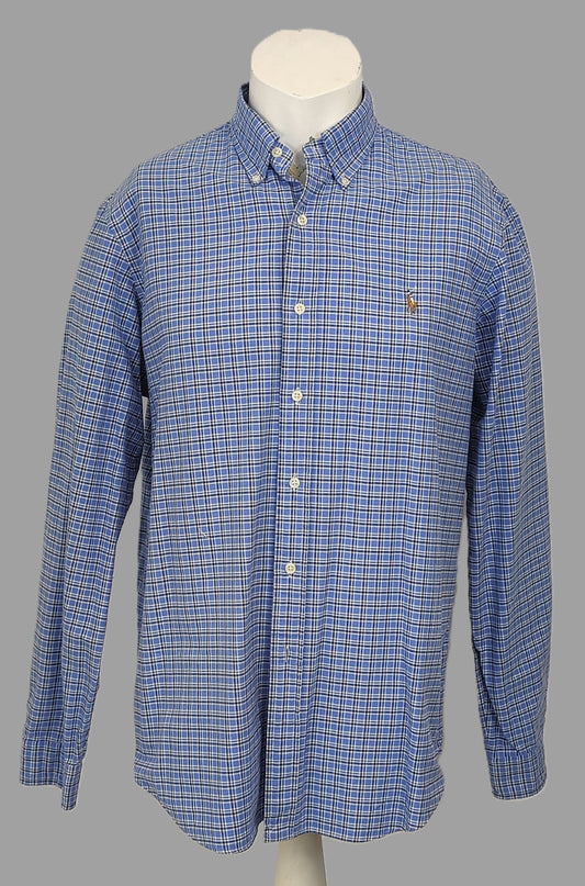 Ralph Lauren Brushed Cotton Check Shirts- Blue and White