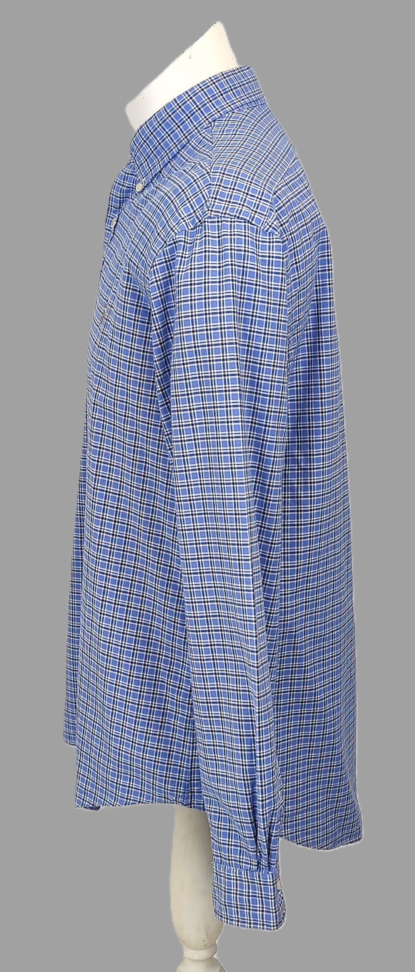 Ralph Lauren Brushed Cotton Check Shirts- Blue and White