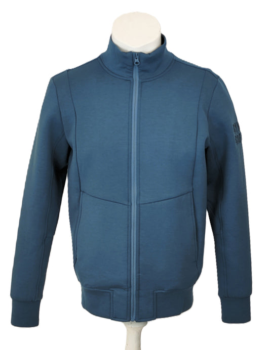 Gym and Coffee Zip-Up Sweatshirt- Blue/Cyan