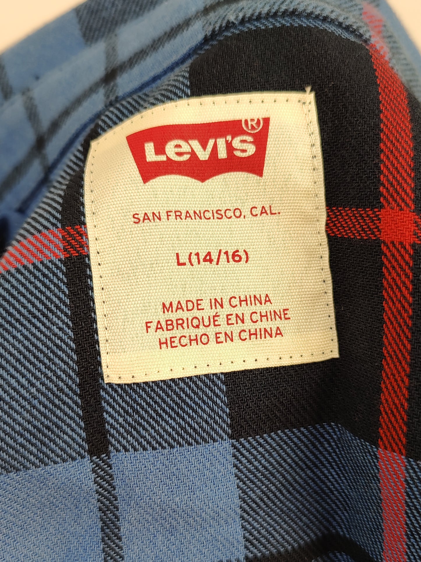 Levis Red and Blue Plaid Cotton Shirt