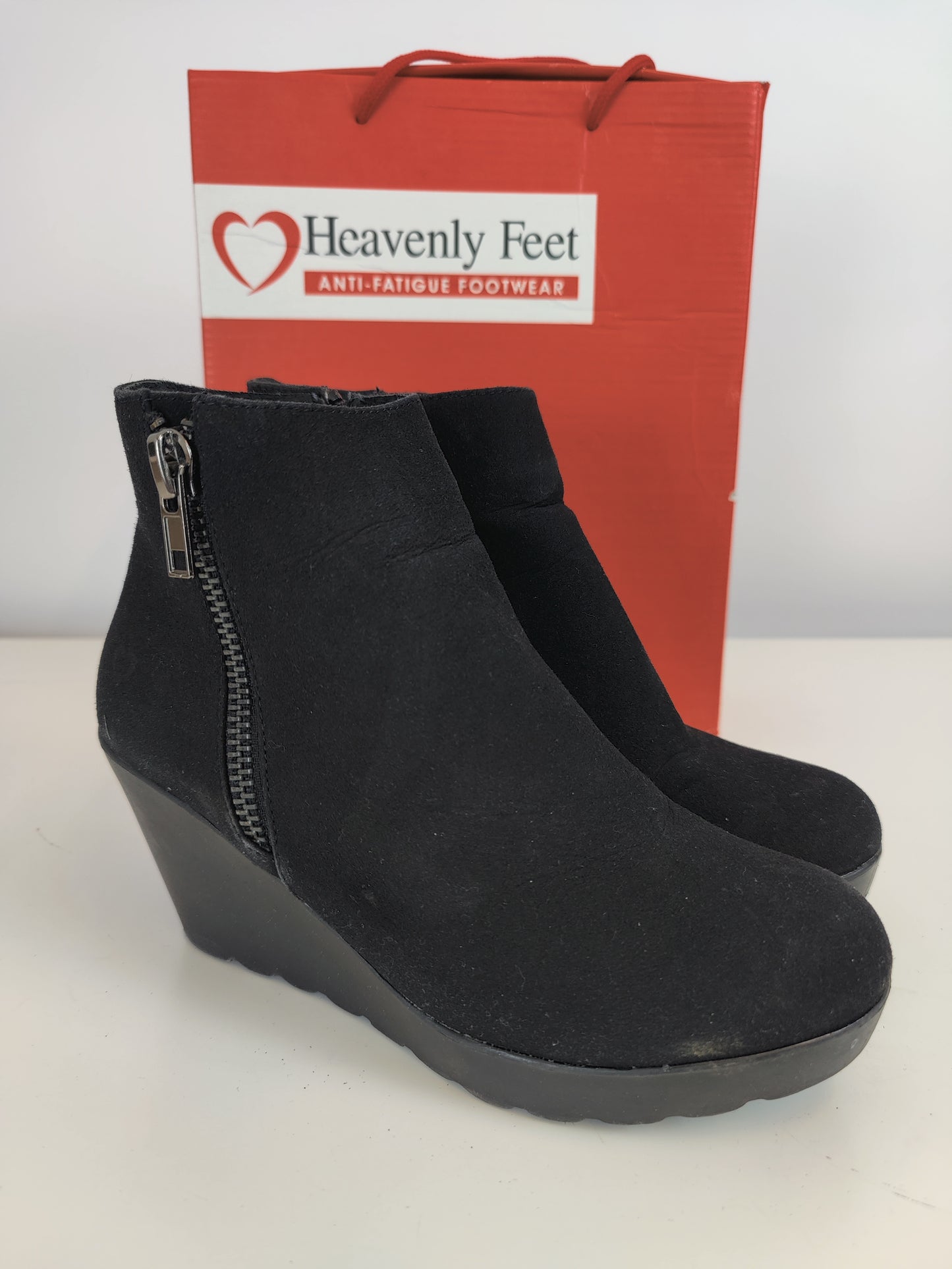 Heavenly Feet Black Suede Ankle Boots