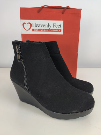 Heavenly Feet Black Suede Ankle Boots