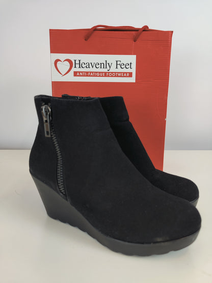 Heavenly Feet Black Suede Ankle Boots