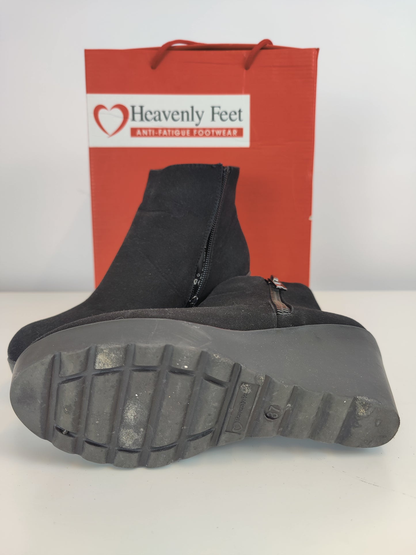 Heavenly Feet Black Suede Ankle Boots