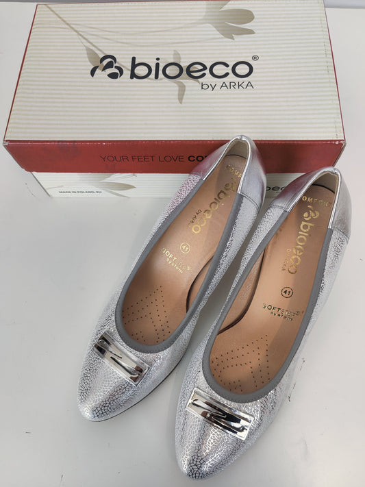 Bioeco By Arka Silver Leather Heels