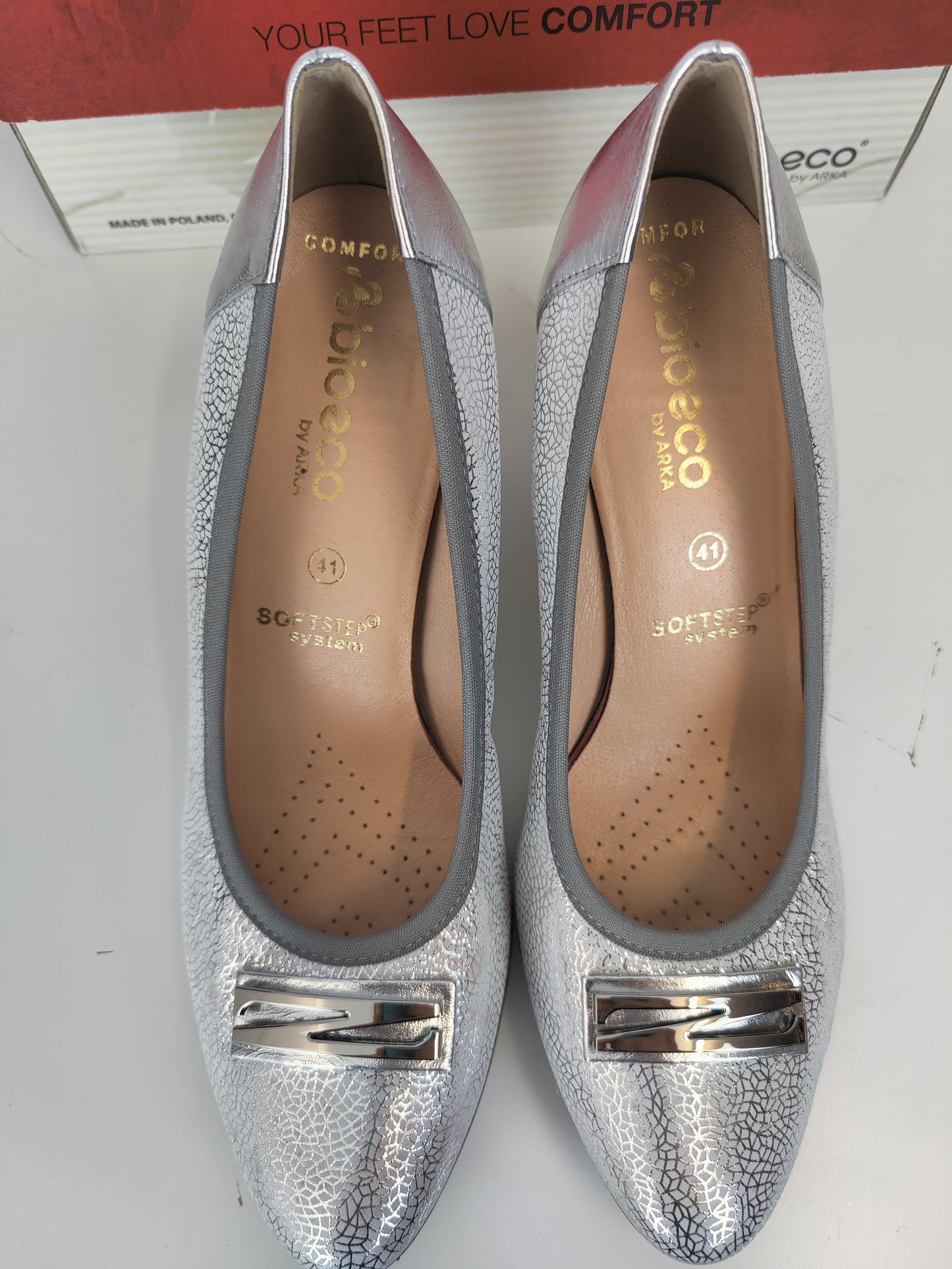 Bioeco By Arka Silver Leather Heels