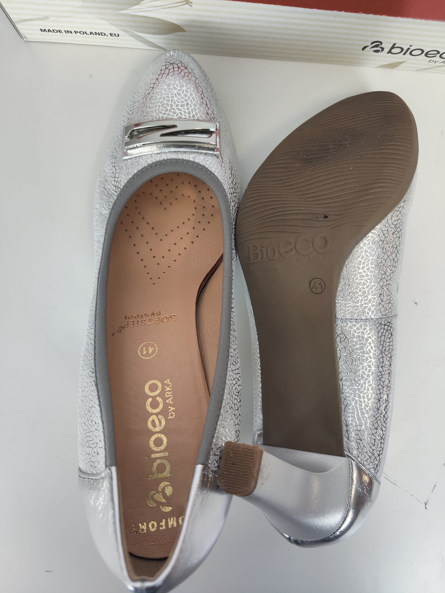 Bioeco By Arka Silver Leather Heels