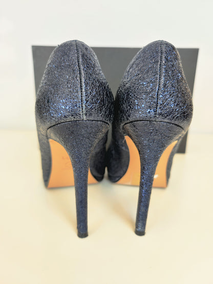 Lodi Leather Navy Metallic Heels