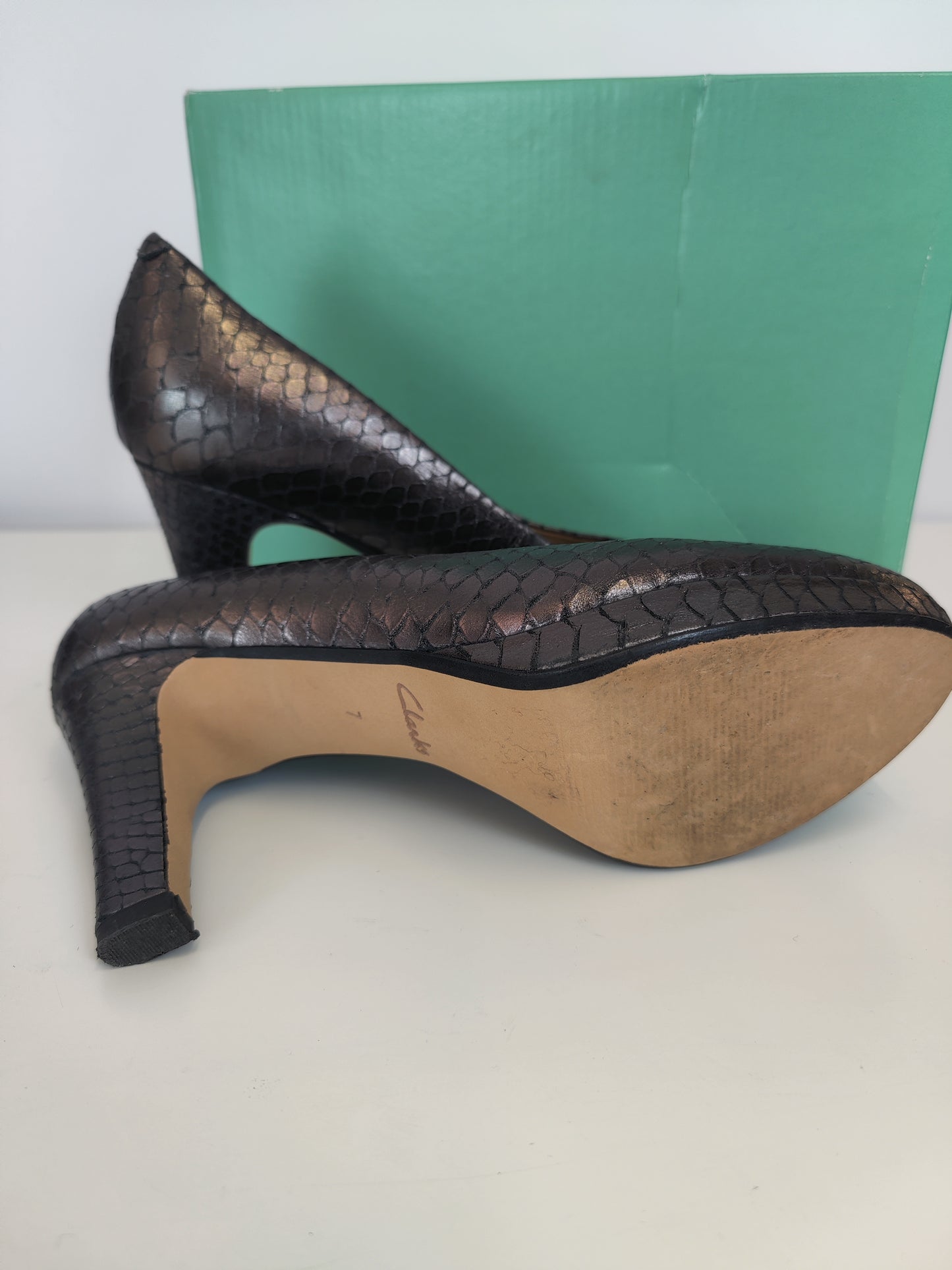 Clarks Metallic Leather Heels