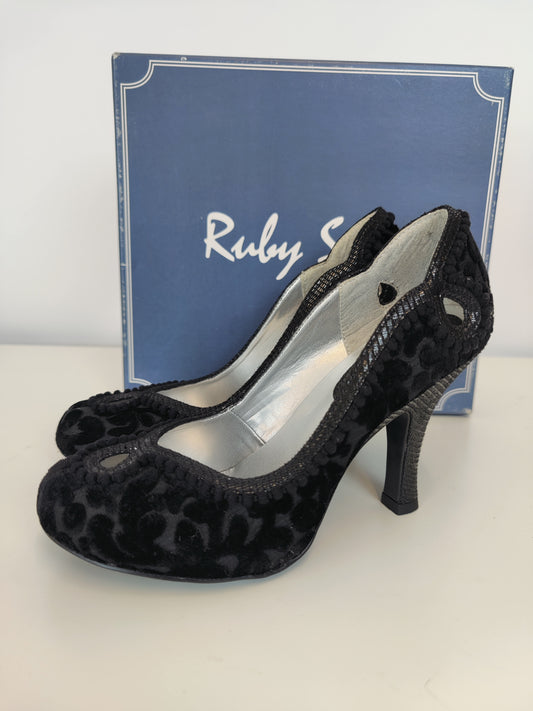 Ruby Shoo Black Velvet Miley Heels