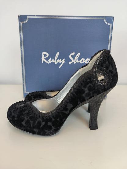 Ruby Shoo Black Velvet Miley Heels