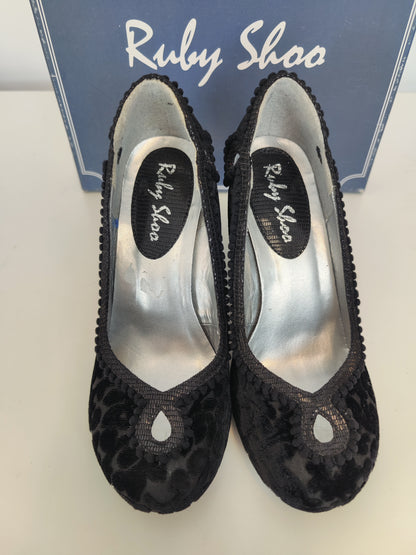 Ruby Shoo Black Velvet Miley Heels