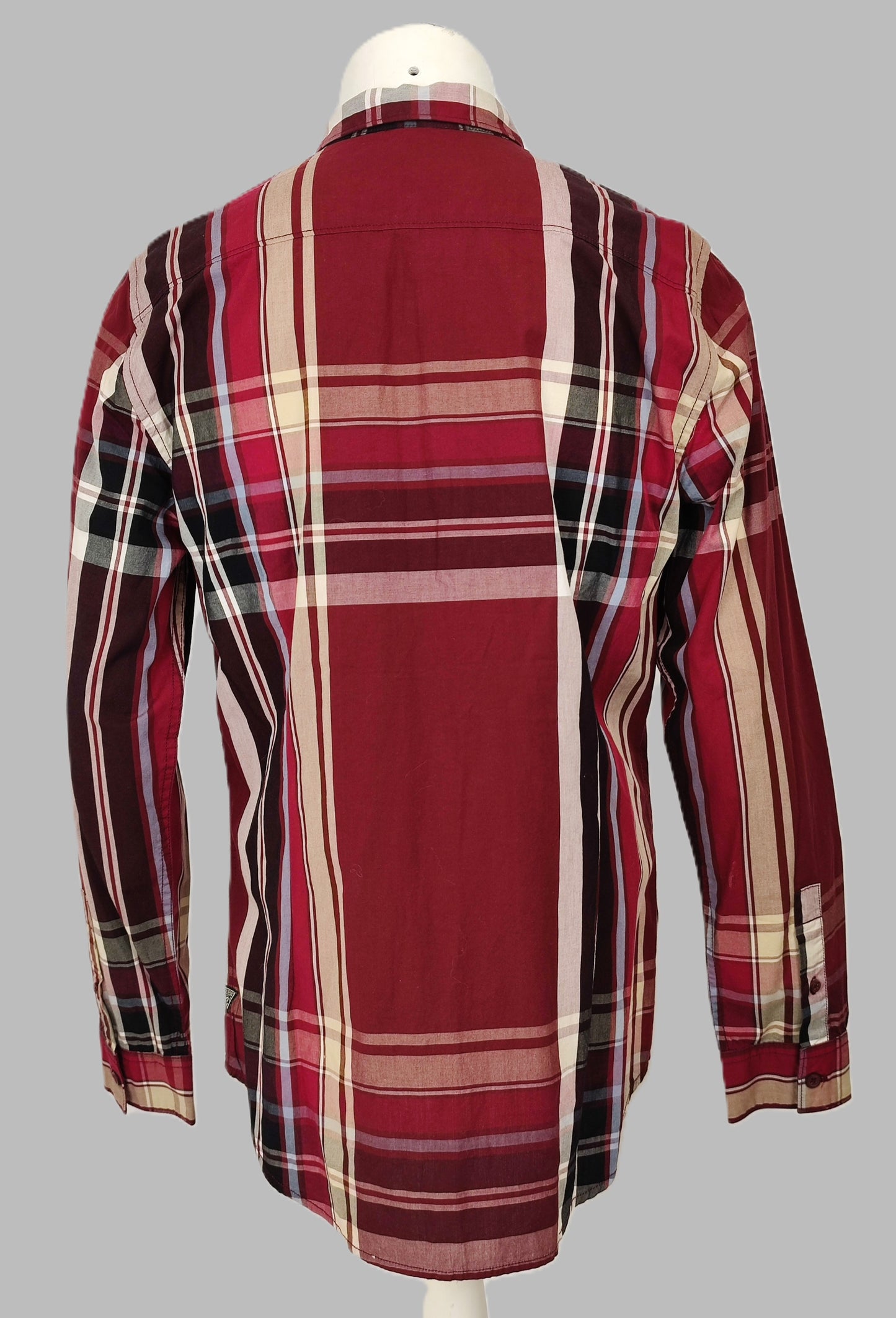 Guess Lincoln Plaid Shirt- Light Burgundy, White