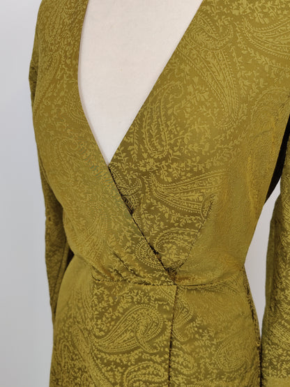 Closet London Khaki Wrap Midi Dress with Split Sleeves