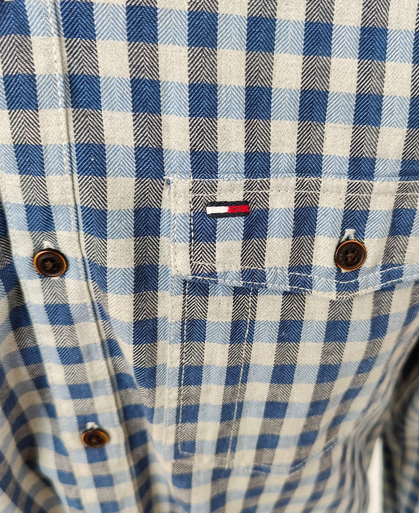 Tommy Hilfiger Denim Men's Casual Shirt-Blue/Grey Check