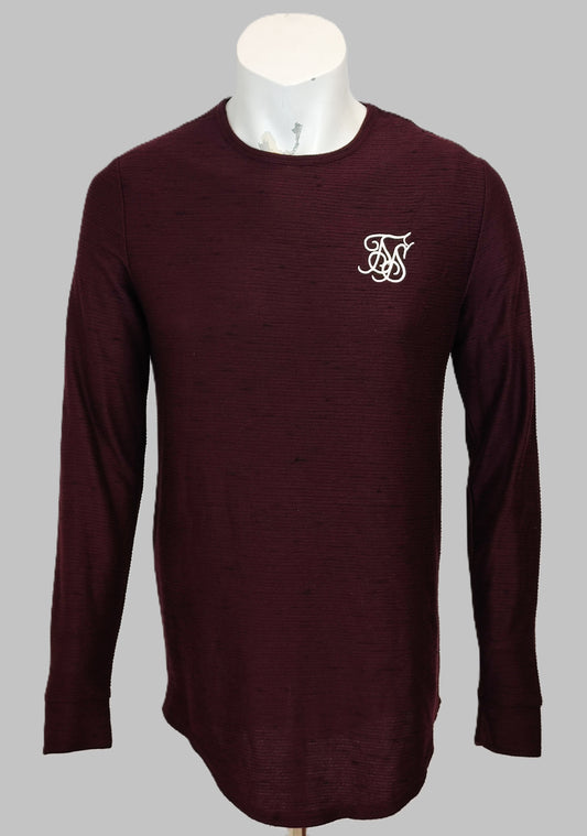 SikSilk Long Sleeve T-Shirt - Burgundy