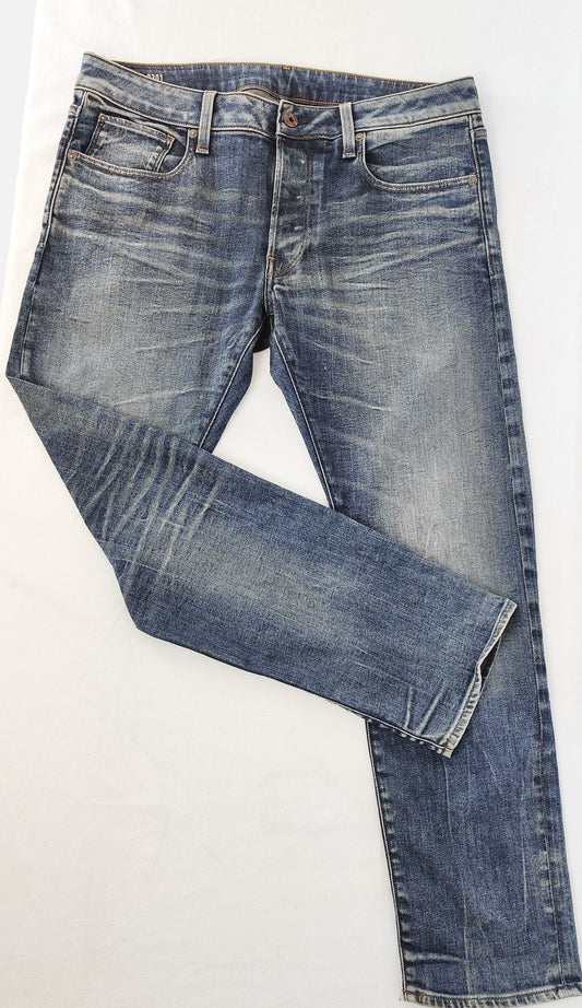 G-Star Stone-Washed 3301 Slim Jeans- Blue