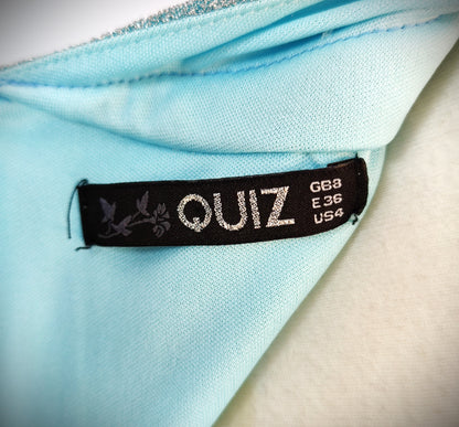 QUIZ Glitter Wrap Maxi Dress - Sky Blue