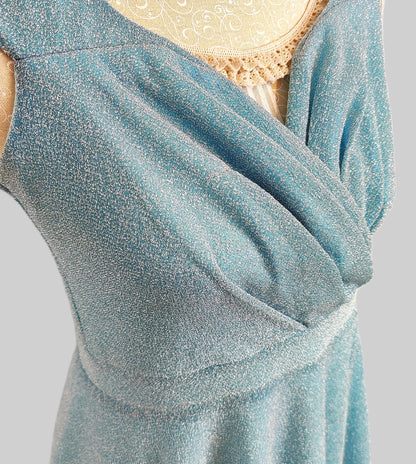 QUIZ Glitter Wrap Maxi Dress - Sky Blue