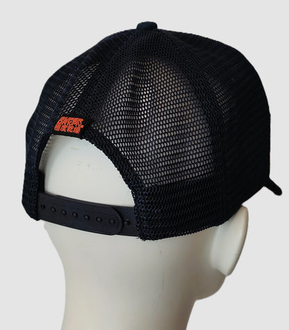 SuperDry® Trucker Style Adjustable Cap- Navy with Black+Orange Detail