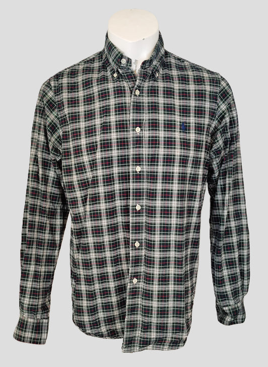 Polo Ralph Lauren Classic Fit Plaid Brushed Oxford Shirt - Green and Red
