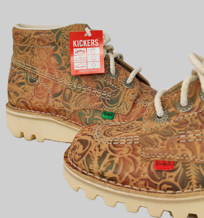 Kickers® Vintage Engraved Leather Boots - Multicoloured