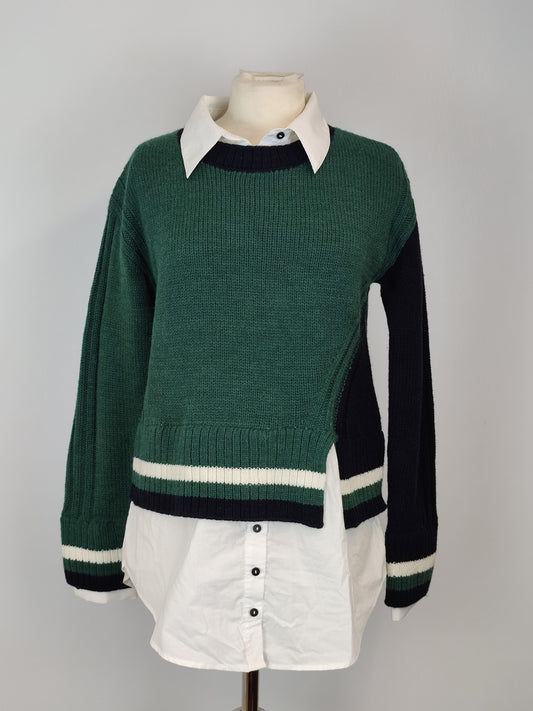 Next Green Colourblock Long Sleeve Shirt Layer Jumper