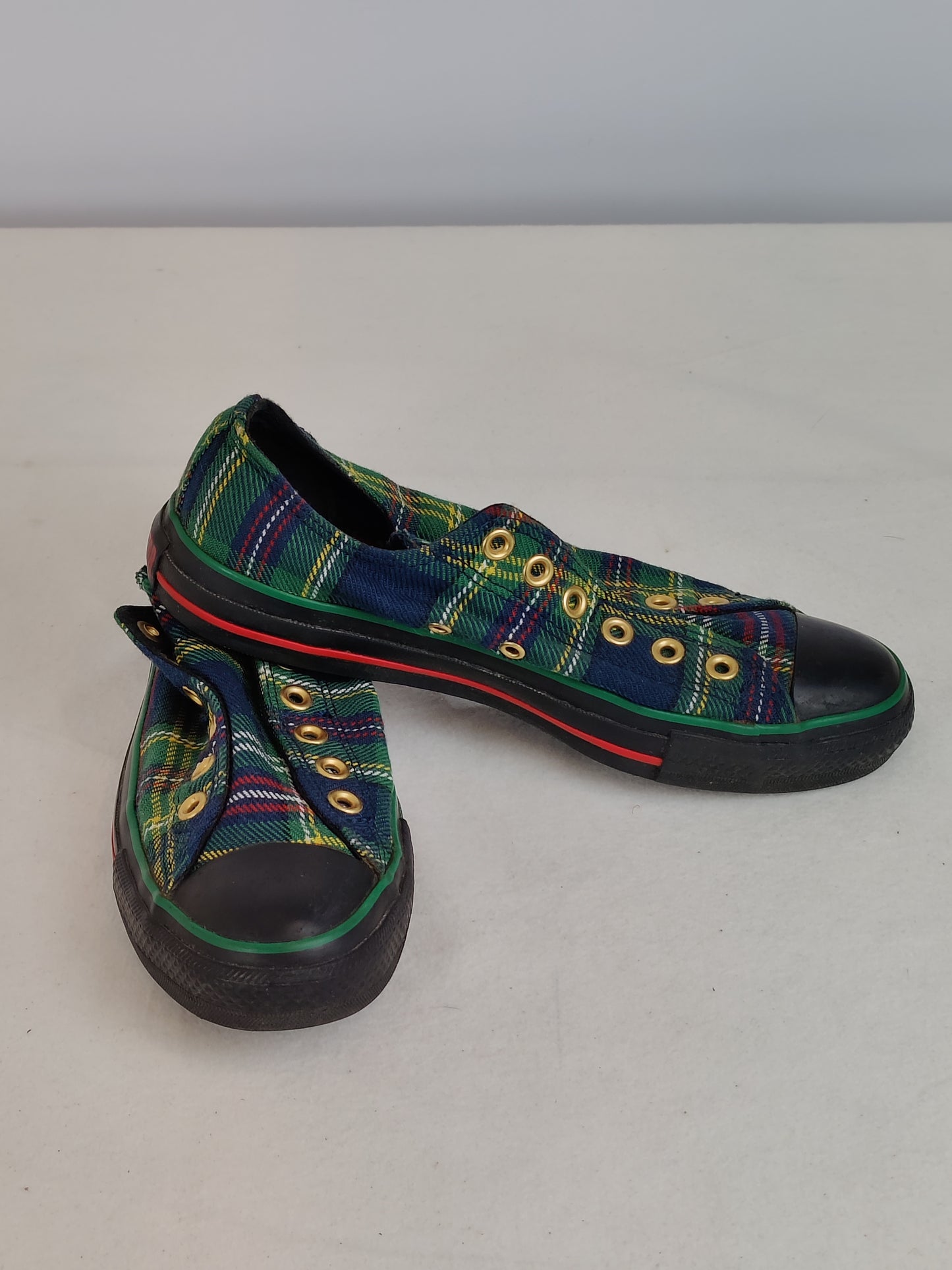 Vintage Converse Green Plaid Sneakers