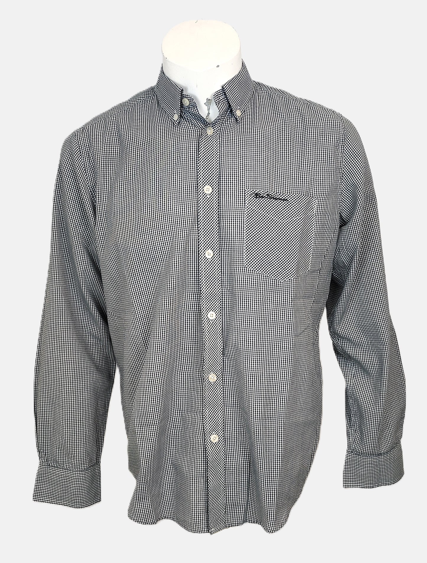 Ben Sherman Heritage Long Sleeve Gingham Shirt - Black and White