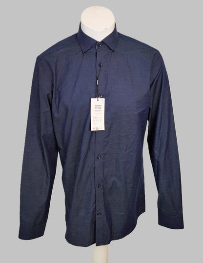 Jack&Jones Slim Fit Button-Up Long Sleeve Shirt-Navy