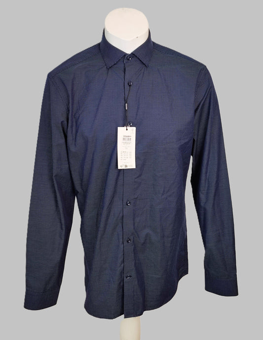 Jack&Jones Slim Fit Button-Up Long Sleeve Shirt-Navy