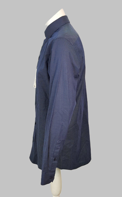 Jack&Jones Slim Fit Button-Up Long Sleeve Shirt-Navy