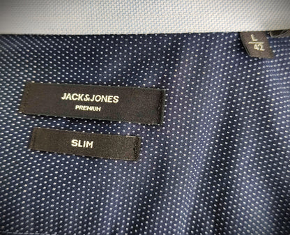 Jack&Jones Slim Fit Button-Up Long Sleeve Shirt-Navy