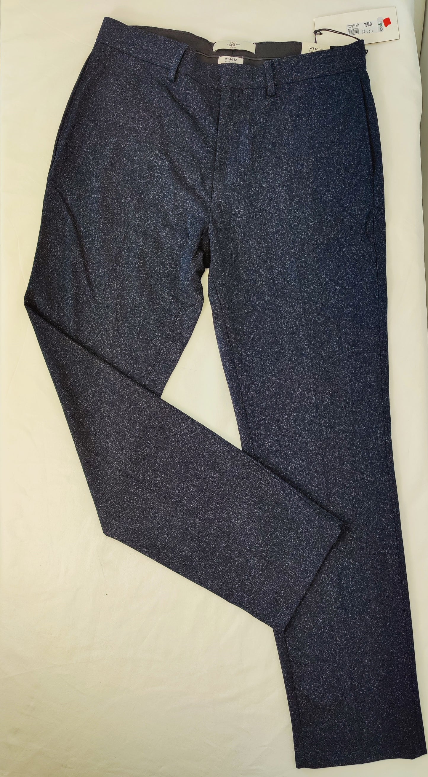 River Island Smart Dress Trousers-Dark Navy/White Fleck