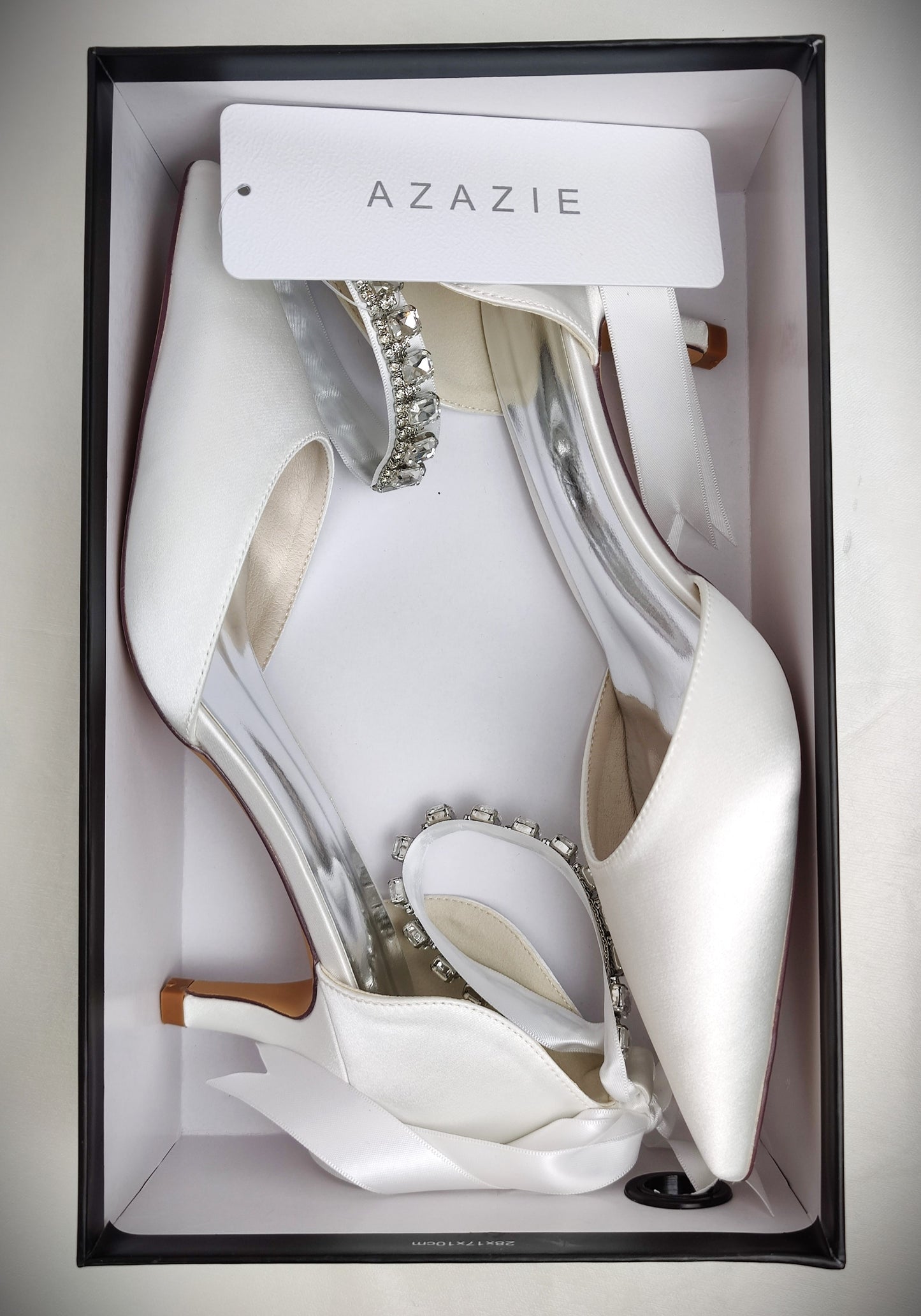 Azazie Crystal Satin Ribbon Pumps - Ivory