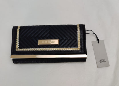 River Island Textured Wallet - Black
