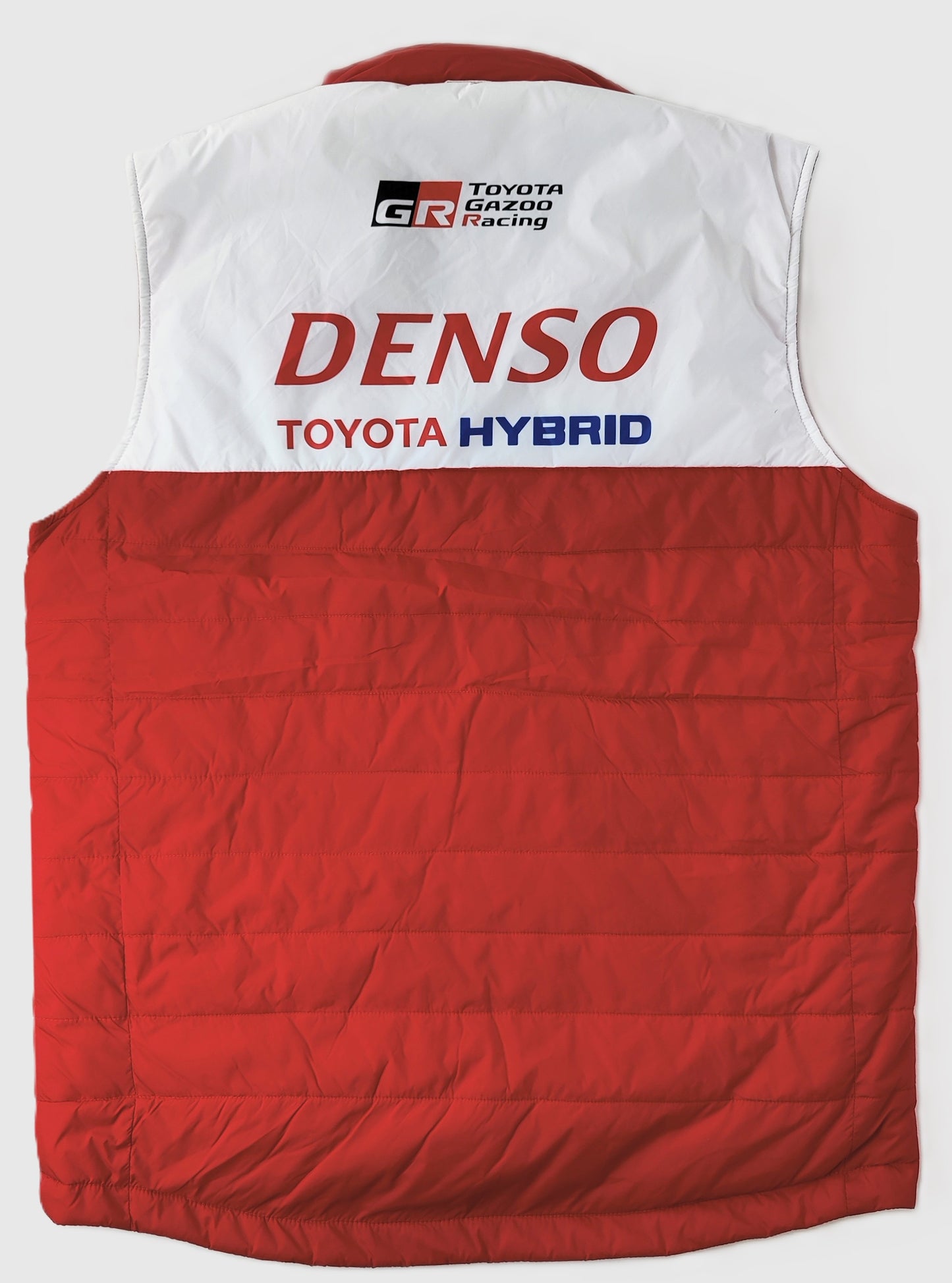 Toyota Gazoo Densoo Mobile 1 Toyota Hybrid Racing Puffer Gilet- White/Red