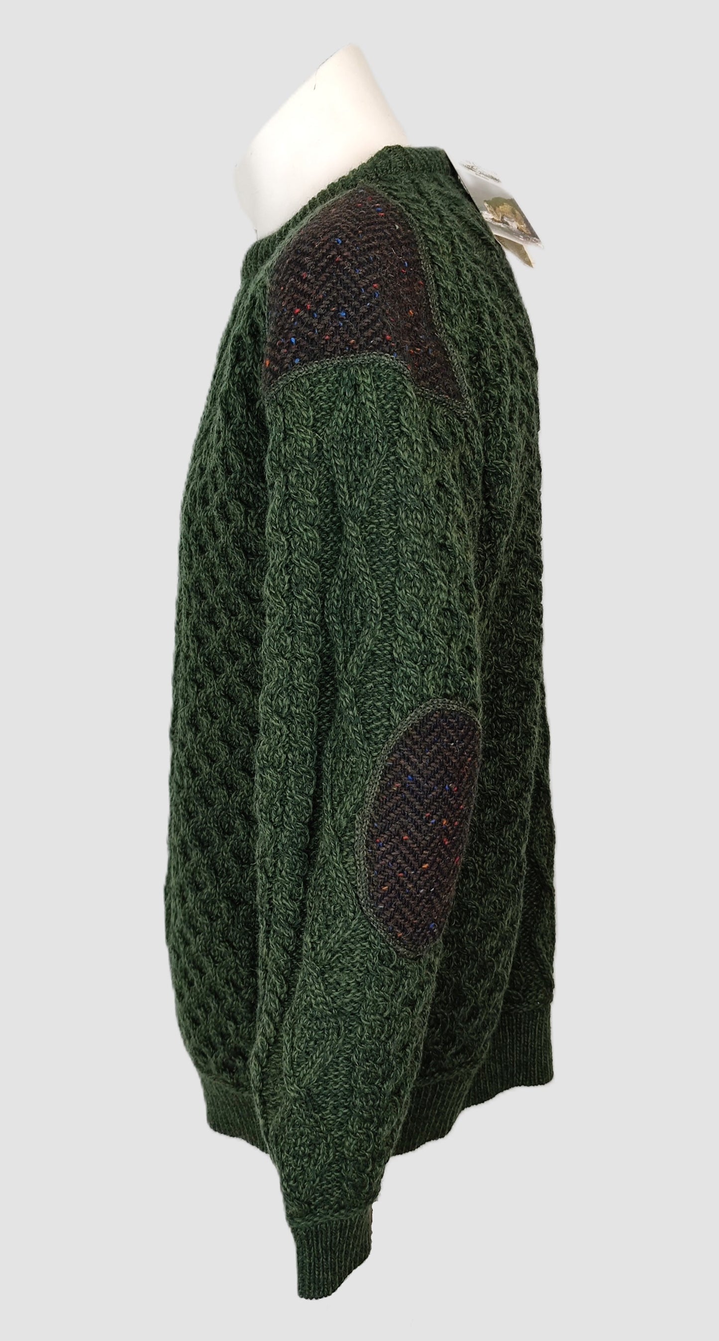 Aran Crafts Crew Neck Tweed Sweater-Army Green