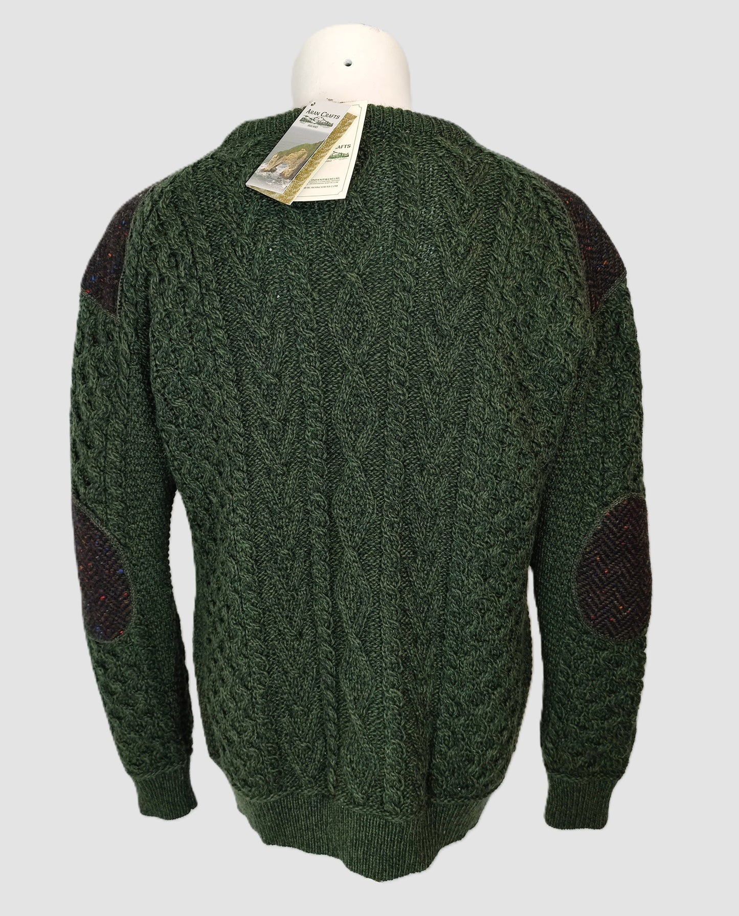 Aran Crafts Crew Neck Tweed Sweater-Army Green