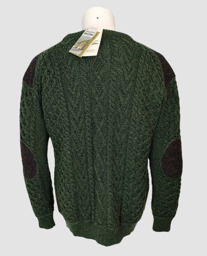 Aran Crafts Crew Neck Tweed Sweater-Army Green