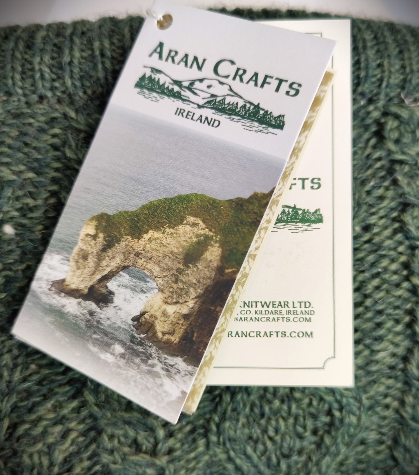 Aran Crafts Crew Neck Tweed Sweater-Army Green