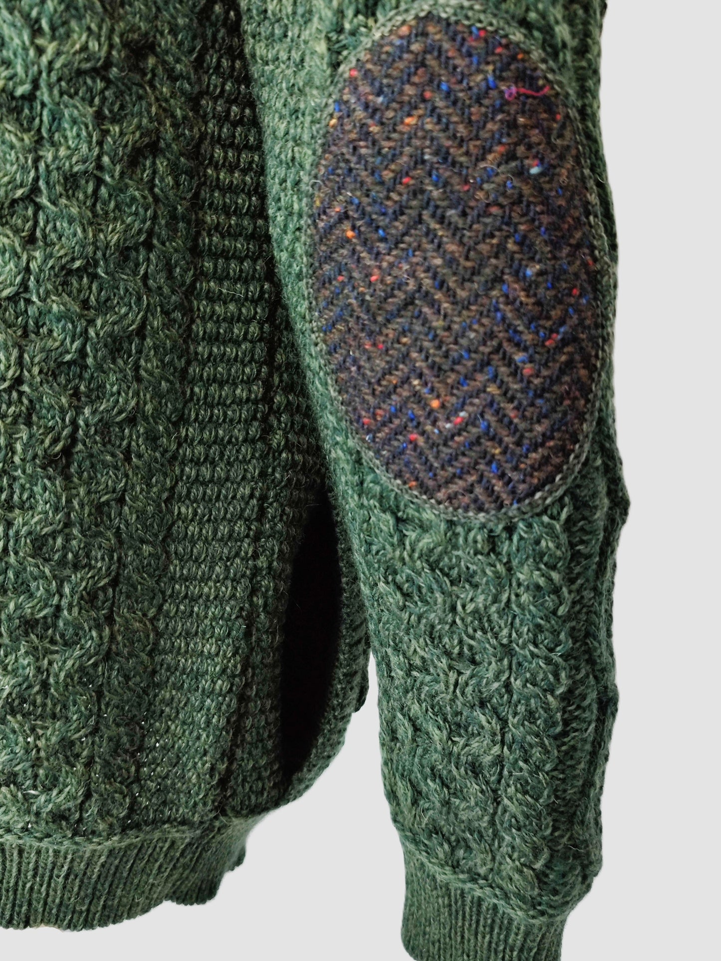 Aran Crafts Crew Neck Tweed Sweater-Army Green